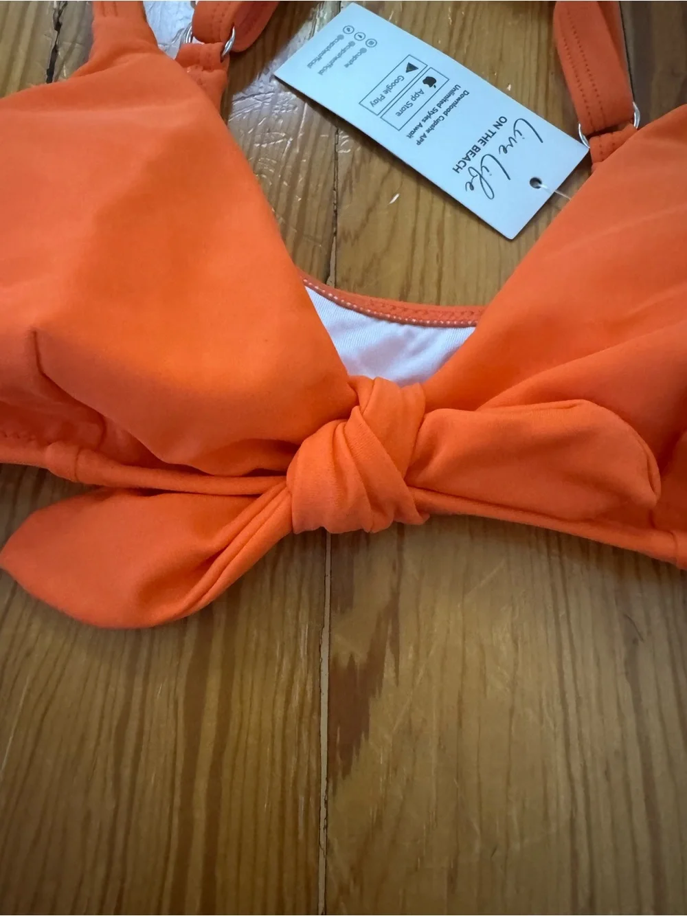 NWT Cupshe Knot-Front Bikini Top - Orange